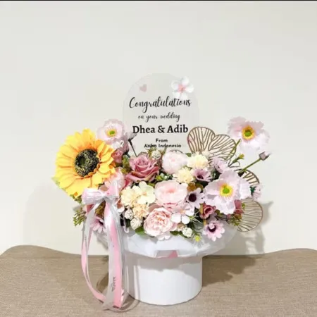 Bloom Box Akrilik Ucapan Wedding Buton